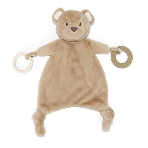 Loveys for Babies, Lovey Including Teether, Soft Stuffed Animals Security Blanket, Baby Snuggle Toy, for Newborn Boys and Girls(Bear)