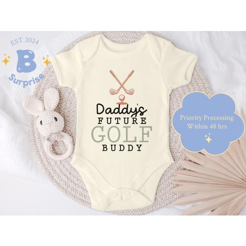 Daddy&#39;s Future Golf Buddy Onesie® - Personalized Natural Bodysuit - Newborn Baby Shower Gift - Sports Outfit
