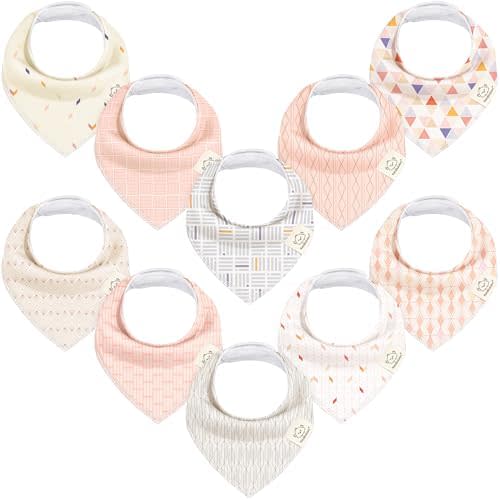 KeaBabies 10pk Organic Baby Bandana Bibs for Drooling and Teething, Prism