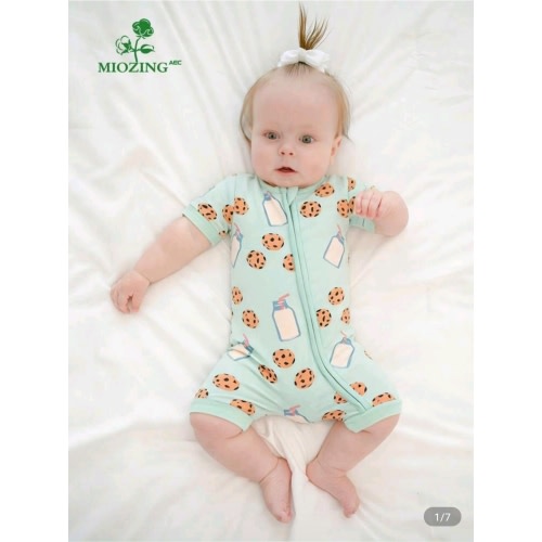 MIOZING Milk And Cookies Print Baby Romper