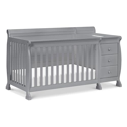 Davinci Kalani 4-in-1 Convertible Baby Crib & Changing Table Combo - GREENGUARD Gold Certified - Toddler Bed, Daybed, Full-Size Bed Conversion - 4 Adjustable Mattress Heights - Gray