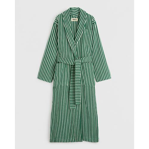 Tekla Fabrics Classic Bathrobe - Striped - Teal Green Stripes