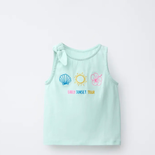 TROPICAL EMBROIDERED KNOT T-SHIRT - Sea green | ZARA United States