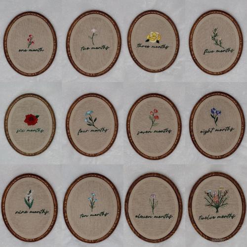 Embroidered Baby Milestone Floral Set | 12 Monthly Photo Props, Nursery Decor