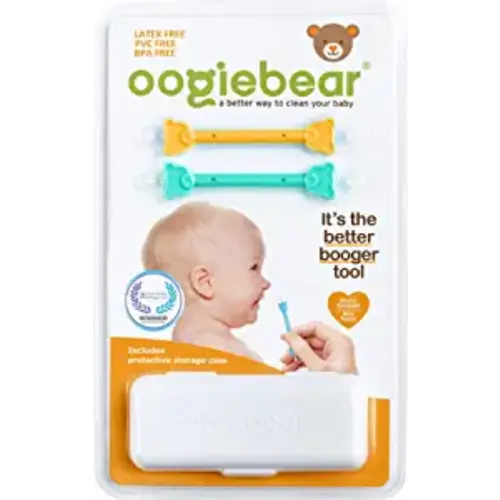 oogiebear - Nose and Ear Gadget. Safe, Easy Nasal Booger and Ear Cleaner for Newborns and Infants. Dual Earwax and Snot Remover - 2 Pack with Case - Orange and Seafoam - 1 Orange + 1 Seafoam booger picker