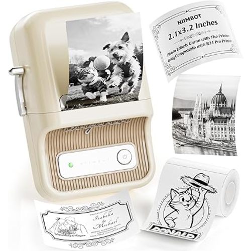 NIIMBOT B21 Pro Label Maker, 300DPI HD Label Printer, Ideal for Notes,Photos, Study Graphics, Memo Maker,50x30mm Label(Pine Green)