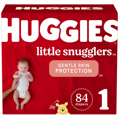 Huggies Little Snugglers Baby Diapers, Size 1 (8-14 lbs), 84 Ct, Newborn Diapers