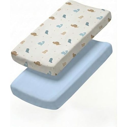 Changing Pad Cover - Pack of 2 Diaper Change Sheets - 32x16in, Cute Dinos