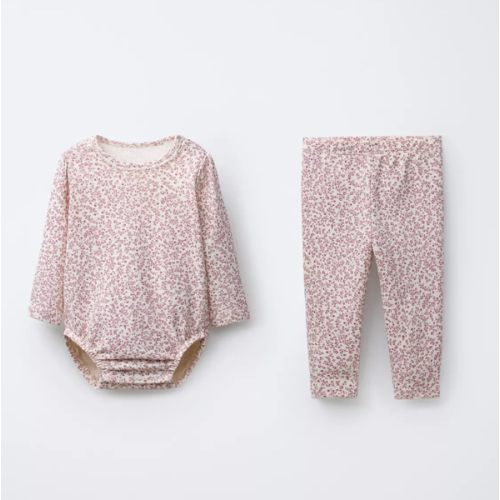 FLORAL BODYSUIT AND LEGGINGS SET - Chalk pink | ZARA United States