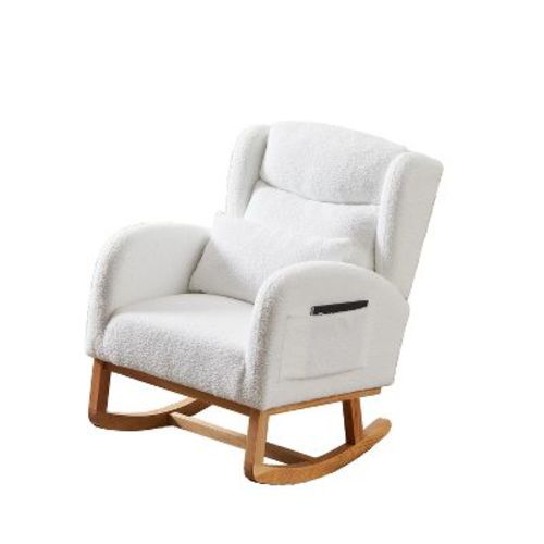 GDFStudio Aspen 27.2"W Modern High Backrest Boucle Rocking Chair with Two Side Pocket