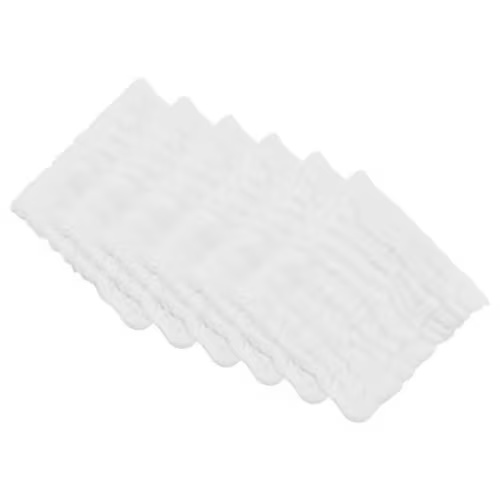 REGALWOVEN 12" x 12" Cotton Muslin Washcloths, Soft & Absorbent Reusable Face Cloths for Bathroom, Kitchen, Gym, Spa, Office 6 Pack White