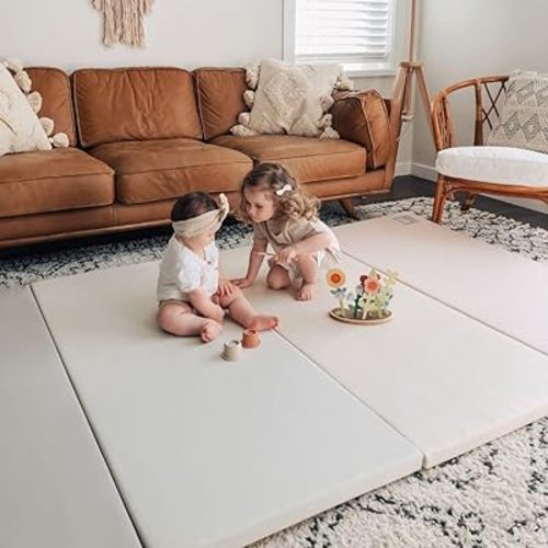 Wunderkids Color Folding Baby Play Mat - Perfect for Crawling, Tummy Time, and Noise Reduction (Large 94.5 x 55 inch, Modern Pink)