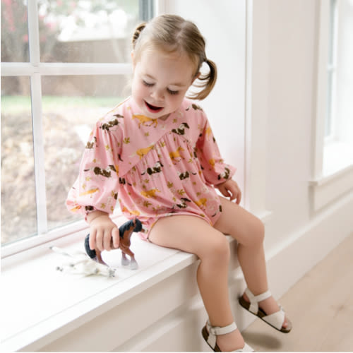Larkspur Baby | Bubble Romper in Pasture Play