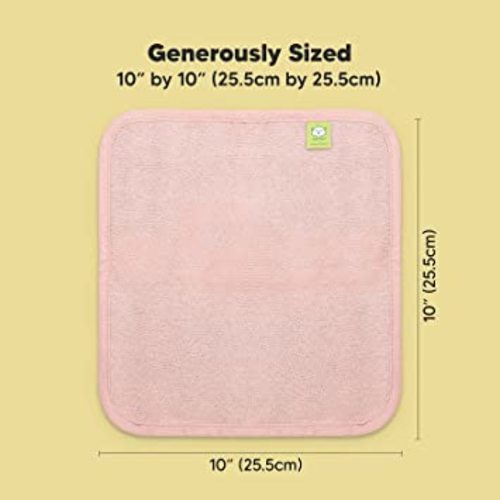 6-Pack Organic Baby Washcloths - Soft Bamboo Washcloth, Baby Wash Cloths, Baby Wash Cloth for Newborn, Kids, Baby Towels, Baby Bath Essentials, Face Towel, Face Cloths for Washing Face (Blush Pink)