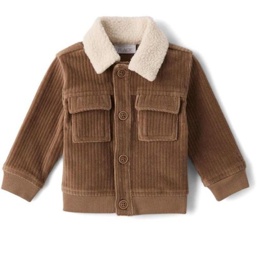 The Children's Place Baby Boys Long Sleeve Faux Cord Utility Jacket Brown 6-9 M