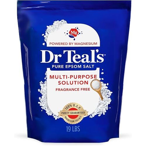 Dr Teal's Pure Epsom Salt Multipurpose Solution, Fragrance Free, Bulk Size - 19 lbs