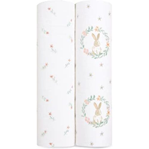 aden + anais Essentials Swaddle Blanket, Muslin Blankets for Girls & Boys, Baby Receiving Swaddles, Newborn Gifts, Infant Shower Items, 2 Pack, Blushing Bunnies