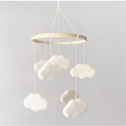 Baby Mobile for Crib - Boho Crib Mobile - Felt Cloud Mobile - Gender Neutral Baby Mobile - Boho Nursery Decor - Crib Mobile for Girls, Boys - Mobile for Bassinet, Pack N Play - Cloud