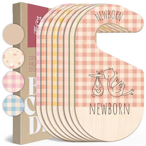 HIPPOTALE Baby Clothes Organizer - Pink Baby Closet Dividers for Nursery Decor, Storage & Organization - 8 Size Closet Dividers for Hanging Clothes, Gender Neutral Nursery Must-Haves & Accessories