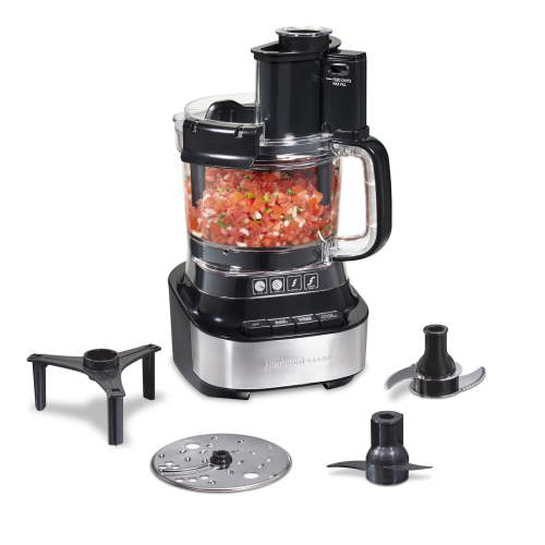 Free Shipping! Hamilton Beach Food Processor with 10 Cup Capacity, Stack and Snap Technology, Bowl Scraper, Black