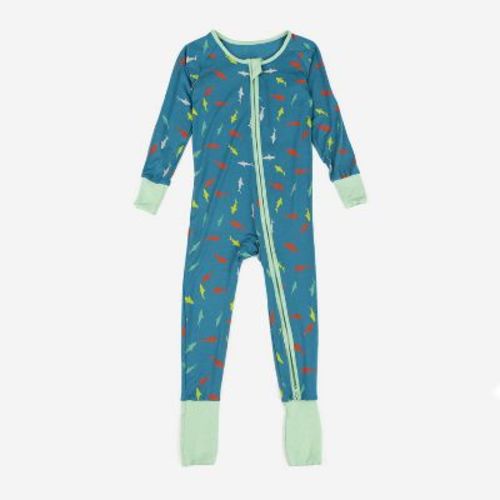Leveret Kids Footed Bamboo Pajamas Fish 3-6 Months