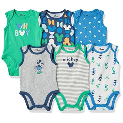 Amazon Essentials Disney | Marvel | Star Wars Baby Boys' Sleeveless Bodysuits, Pack of 6