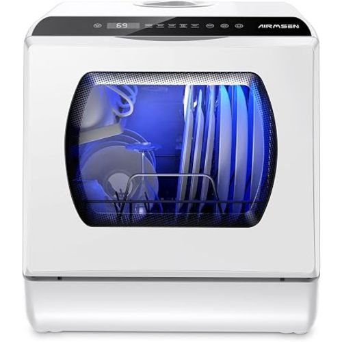 AIRMSEN Portable Countertop Dishwasher, No Hookup Needed