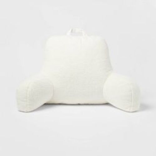 Faux Shearling Bed Rest Pillow Cream - Room Essentials™: Supportive Backrest for Dorm, Hypoallergenic Fill