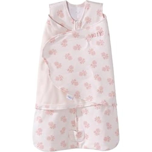 HALO 100% Cotton Sleepsack Swaddle, 3-Way Adjustable Wearable Blanket, TOG 1.5, Watercolor Rose Toss Blush, Newborn, 0-3 Months