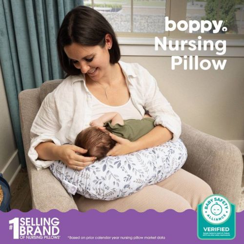 Boppy Nursing Pillow - Gray Beige Leaves
