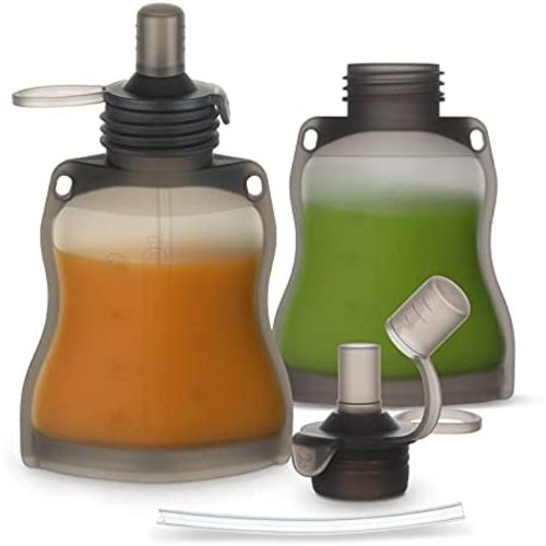 haakaa Reusable Silicone Yummy Pouch - Squeeze Refillable Baby Food Container| Self Feeding Puree,Smoothie Toddler Sippy Cup| Breastmilk Storage Bag|Freezer Safe Cereal Feeder Bottle 6M+,4.6 fl oz