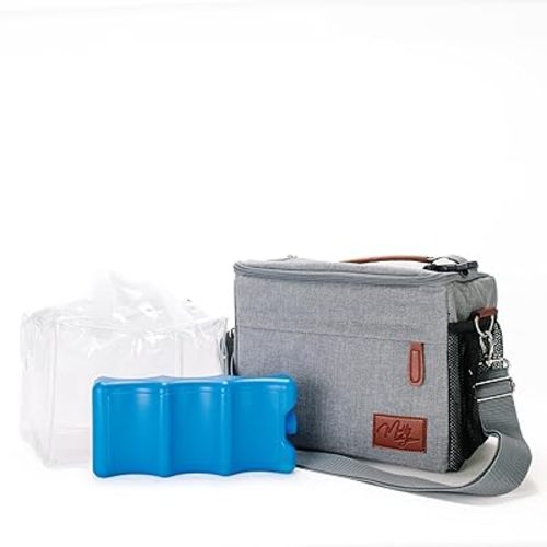 Breast Milk Cooler Bag with Contoured Ice Pack, Fits 6 Pack Bottles Breastmilk, Baby Insulated Bottle Tote Bag for Nursing Mothers, Insulated Lunch Bag