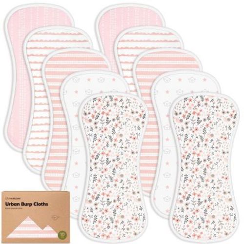 KeaBabies 10pk Urban Baby Burp Cloths, Organic Burping Cloth for Babies, Burp Rags for Baby Girls, Boy (Sweet Charm)