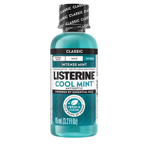 Listerine Cool Mint Antiseptic Rinse Mouthwash for Bad Breath, 3.2 oz