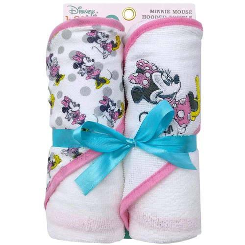 Disney Baby Minnie Mouse Bath Time Pack of 2 Hooded Towels Set - Pink