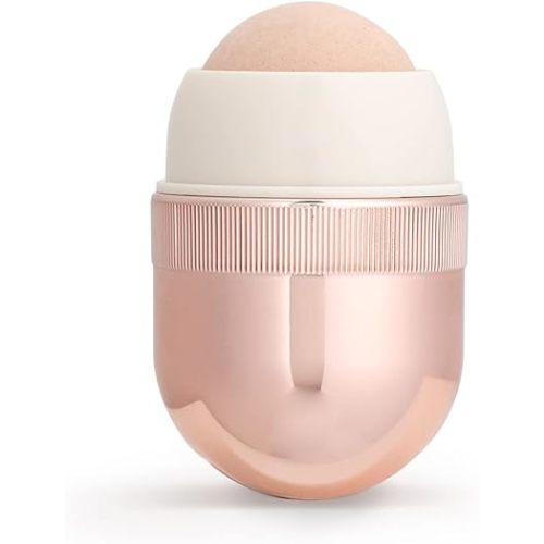 Korean Beauty Oil-Absorbing Volcanic Face Roller, Portable and Reusable Skincare Tool for Oily Skin, Shine Control, Oil Absorber tool for Face (Rose Gold)