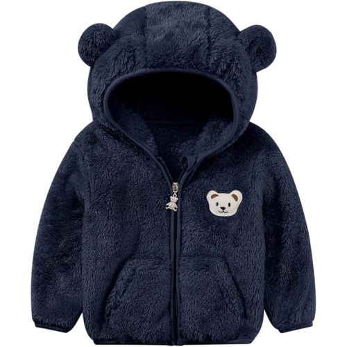 Baby Boys Girls Fleece Jackets Zip Up Hoodies Cute Bear Coats Fall Winter Fuzzy Jacket Newborn Boys Girls Outwear