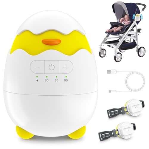 EASYVAVA Baby Rocker, Portable Bouncer Baby Swing Sleep Aid with Adjustable 4 Speed - Rechargeable High-Capacity Battery, Gently Rock Any Stroller or Bassinet–for Buggy/Crib/Infant/Gift (White)