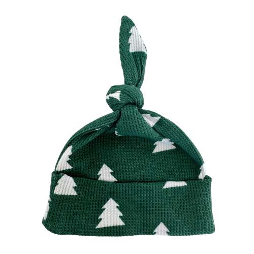 Organic Waffle Knot Beanie, Spruce Trees