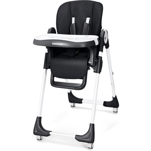 4 in 1 Baby High Chair, High Chairs for Babies and Toddlers, Foldable Highchair with 4 Wheels, 4 Levels of Recline and 7 Levels of Height Adjustment (Black)