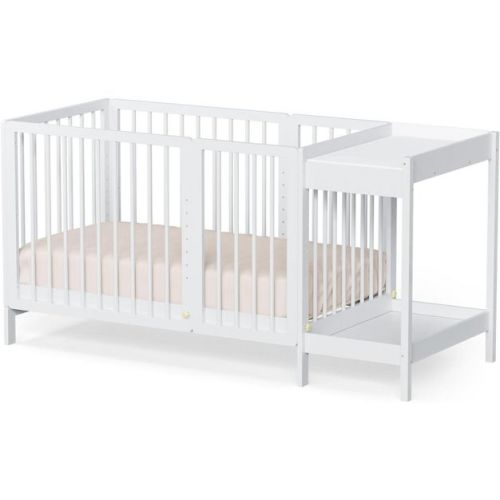 JOYMOR 8 in 1 Convertible Crib with Changer, Include 2” Mattress, Converts to Bassinet, Mid Crib, Full Size Crib, Daybed,Toddler Bed and Playard
