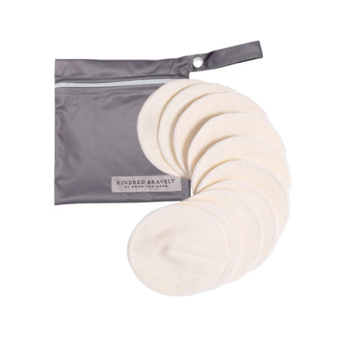 Kindred Bravely Organic Reusable Nursing Pads, Washable, for Breastfeeding & Leaking with Carry Bag, 10 Pack 4.5" D (Twilight Regular)