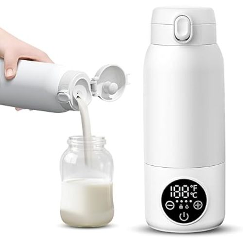 Portable Bottle Warmer for Travel, Cordless Bottle Warmer & USB-C Rechargeable, 500ml Large Capacity Bottle Warmer On-The-Go for Car, Airplane, Outdoor