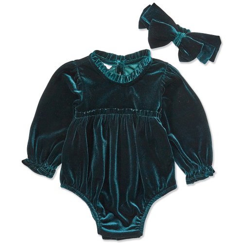 Bonnie Jean Baby Girls Long-Sleeve Stretch Velvet Bodysuit