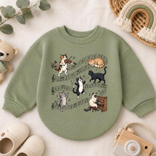 Musical Cats Baby Romper Cute Kitten Bubble Romper Music Lover Infant Bodysuit Piano Cat Outfit Animal Theme Baby Clothes