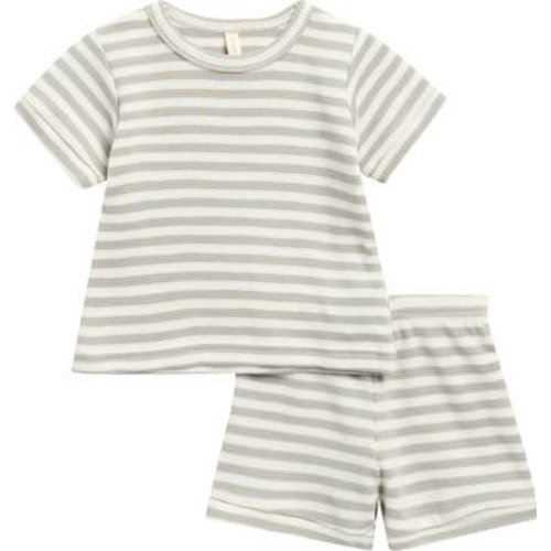 Stripe Organic Cotton Waffle Knit T-Shirt & Shorts Set