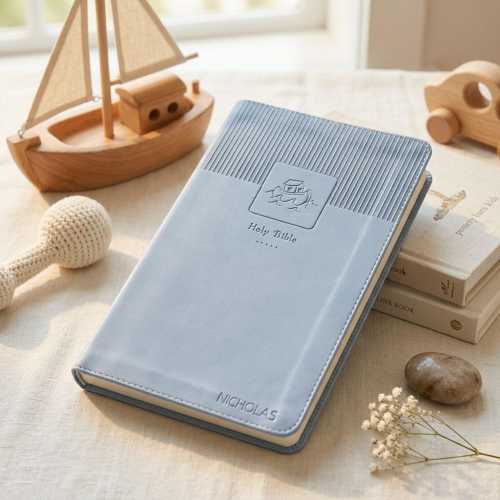 Baby Boy's First Bible Gift for Baptism Embossed Bible Keepsake - NIV