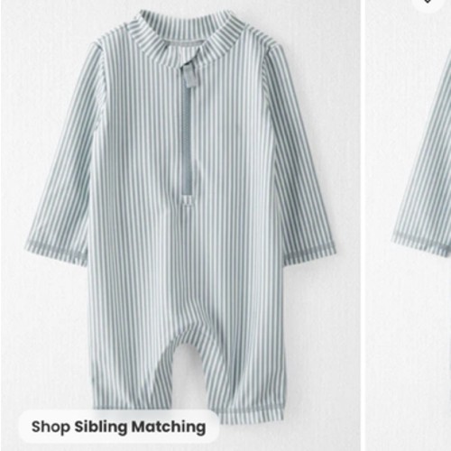 Baby Boy Recycled Long-Sleeve Rashguard Swimsuit in Stripes - Little Planet | Carter's