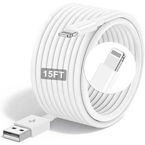 Susnwere Extra Long iPhone Charger Cable 15 ft/5M,[Apple MFi Certified] USB to Lightning Cable15 ft, iPhone Fast Charging Cord for Apple iPhone 14/14pro/13/12/11/11Pro/11Max/ X/XS/XR/XS Max/8/7,iPad