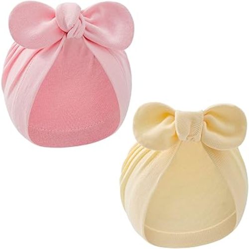 Century Star Newborn Hat for Baby Girls Infant Toddler Soft Hospital Hats Beanie Baby Turbans Head Wrap with Bow Cap